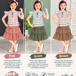 GIRLS CHECKED TOPS WITH SKIRT SET D.NO. : 2004