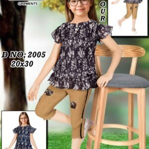 GIRLS FLORAL TOPS WITH CAPRI D.NO. : 2005