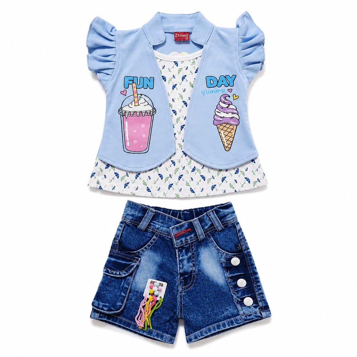 Kids Wear top & shorts set D.no. H-113 - Image 3
