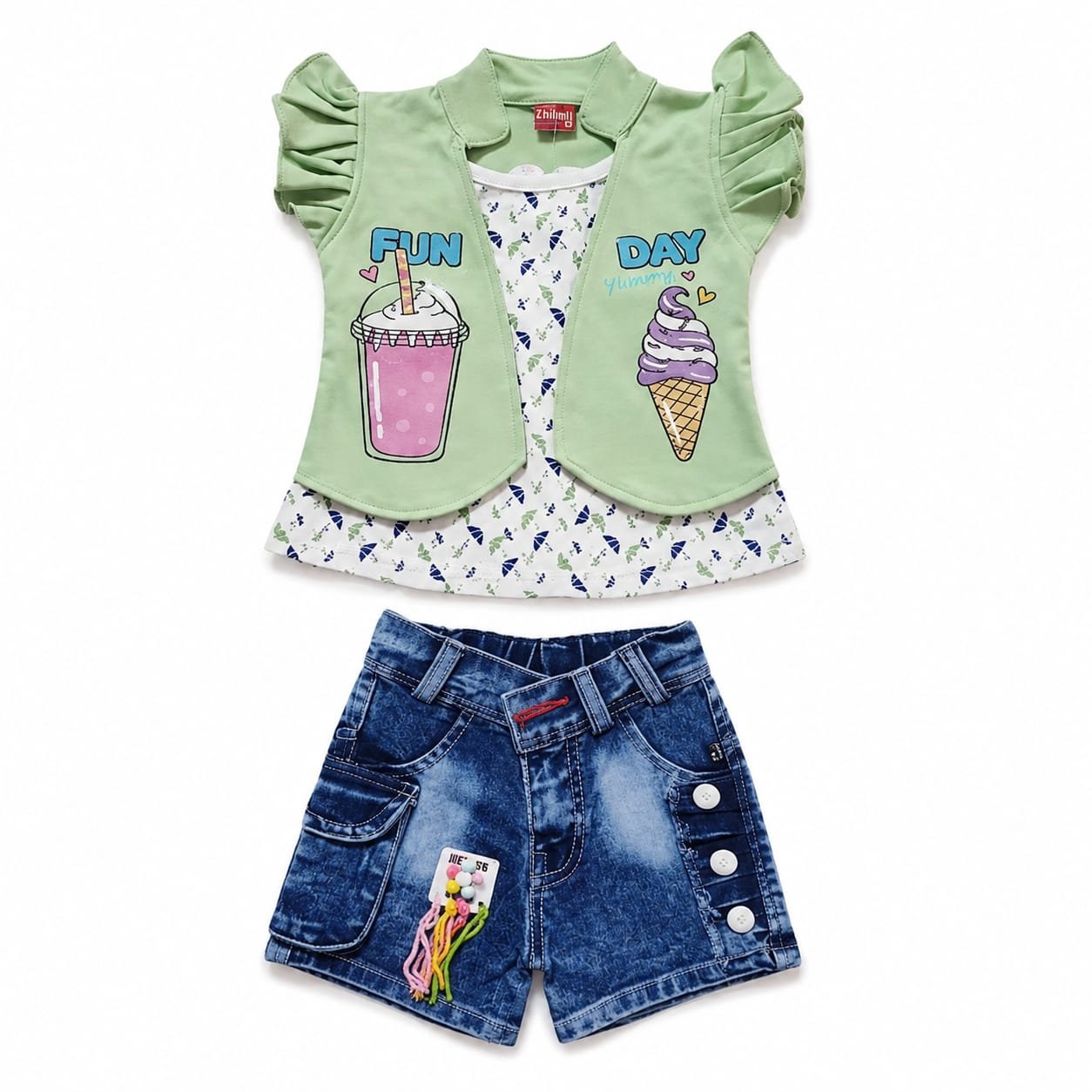 Kids Wear top & shorts set D.no. H-113 - Image 5