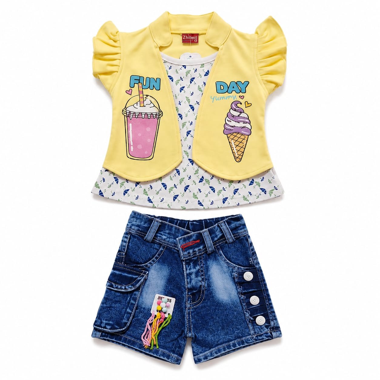 Kids Wear top & shorts set D.no. H-113 - Image 2