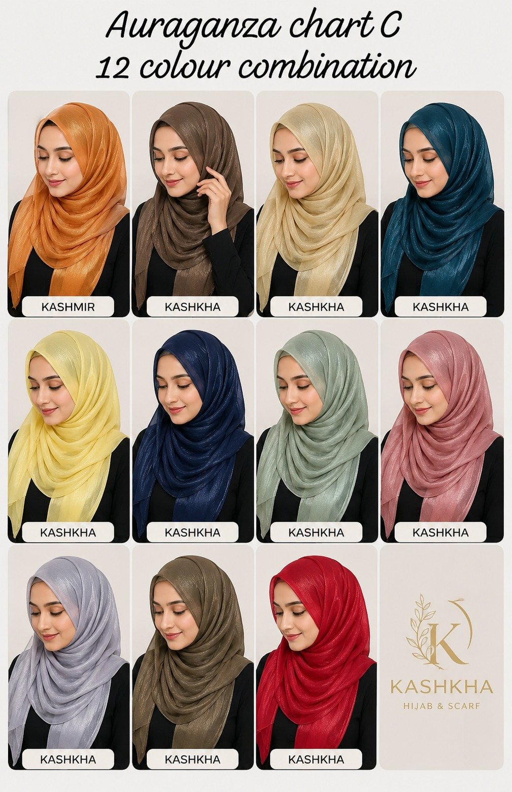 premium shimmer organza hijab